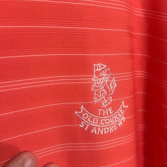 Vintage Y2K Nike Red White Striped Dri-Fit St Andrews Old Course Golf Polo XL - Picture 3 of 10